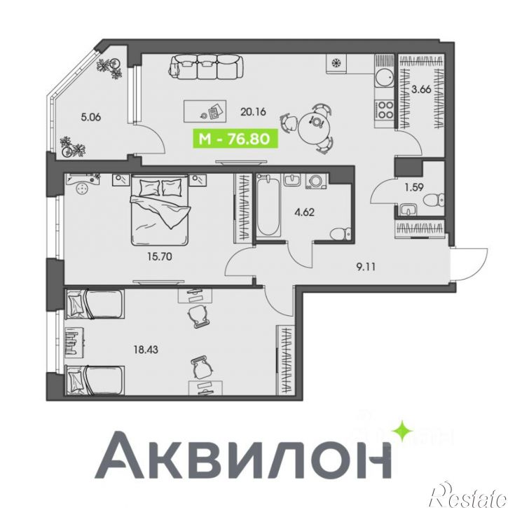 2-комн квартира в новом доме улица Володарского, 45,  д. 45