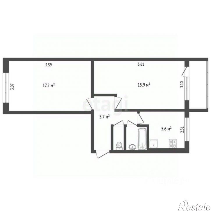 2-комн квартира ул Кирпичного завода, 24,  д. 24