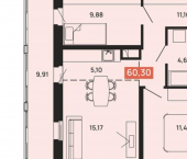 3-комн, 60кв м, этаж 2/8 пер Банный 1-й, 3