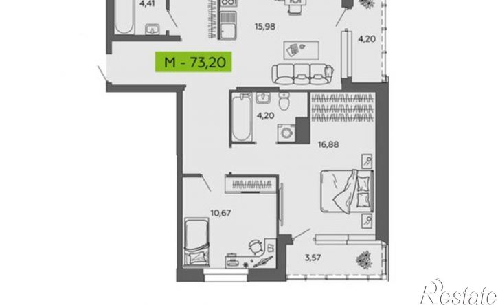 2-комн квартира в новом доме ул Прокопия Галушина, 24,  д. 24