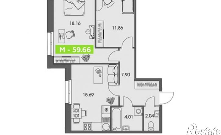 2-комн квартира в новом доме ул Володарского, 36 2,  д. 36 2,  к. 2