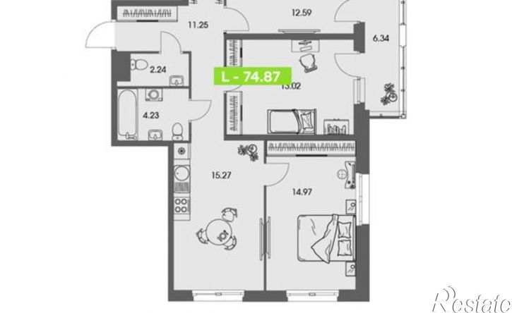 3-комн квартира в новом доме ул Володарского, 36 2,  д. 36 2,  к. 2