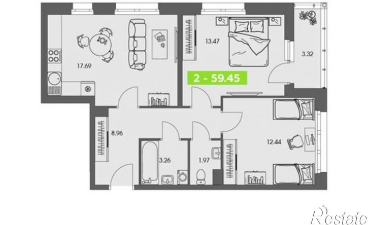 2-комн квартира в новом доме ул Володарского, 36 2,  д. 36 2,  к. 2