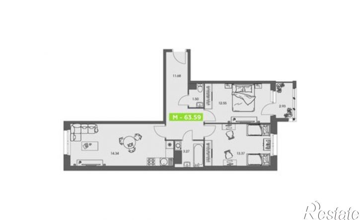 2-комн квартира в новом доме ул Володарского, 36 2,  д. 36 2,  к. 2