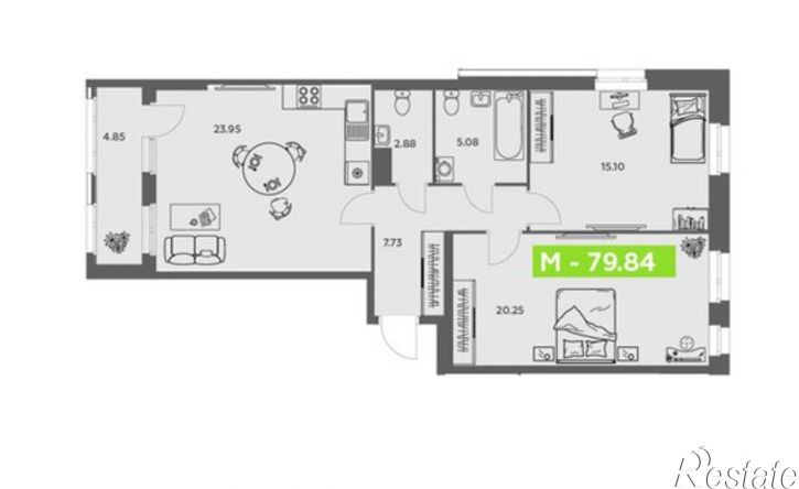 2-комн квартира в новом доме Ленинградский пр-кт, 30 1,  д. 30 1,  к. 1