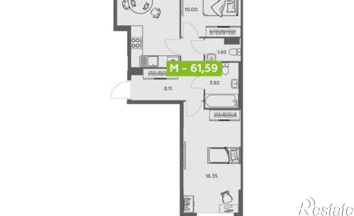 2-комн квартира в новом доме Ленинградский пр-кт, 30 1,  д. 30 1,  к. 1
