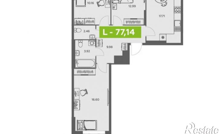 3-комн квартира в новом доме Ленинградский пр-кт, 30 1,  д. 30 1,  к. 1