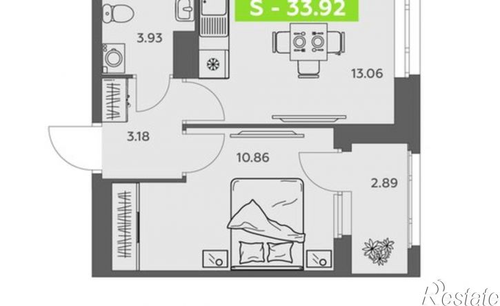 1-комн квартира в новом доме Ленинградский пр-кт, 30 1,  д. 30 1,  к. 1