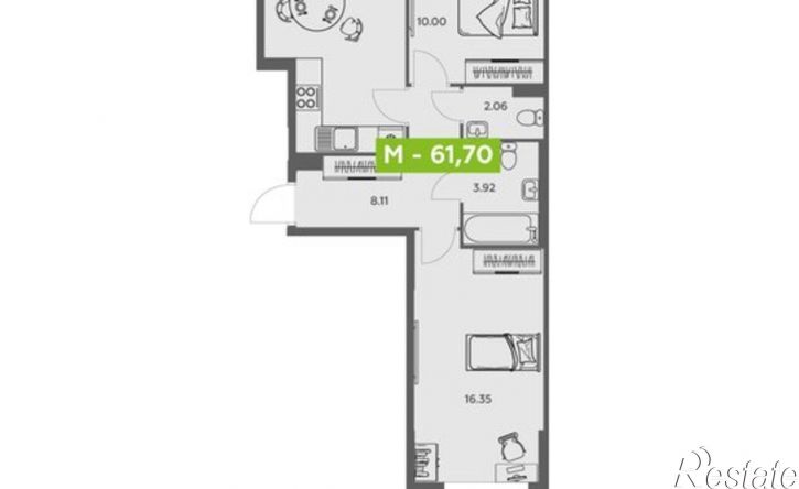 2-комн квартира в новом доме Ленинградский пр-кт, 30 1,  д. 30 1,  к. 1