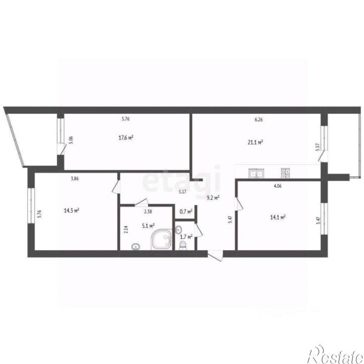 3-комн квартира ул Романа Куликова, 21,  д. 21