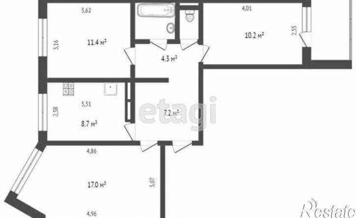 3-комн квартира ул Партизанская, 54,  д. 54