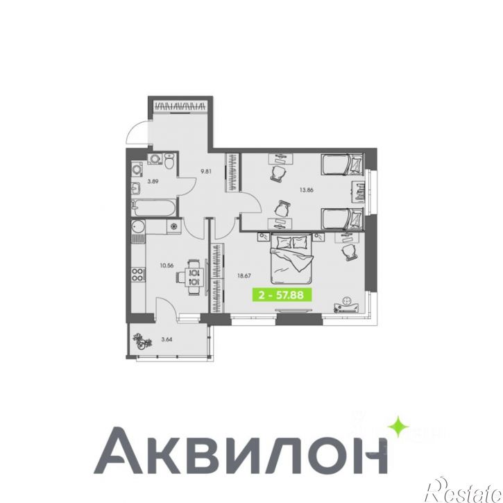 2-комн квартира в новом доме улица Володарского, 45,  д. 45