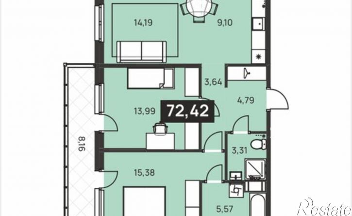 3-комн квартира в новом доме ул Карпогорская, 12 2,  д. 12 2,  к. 2