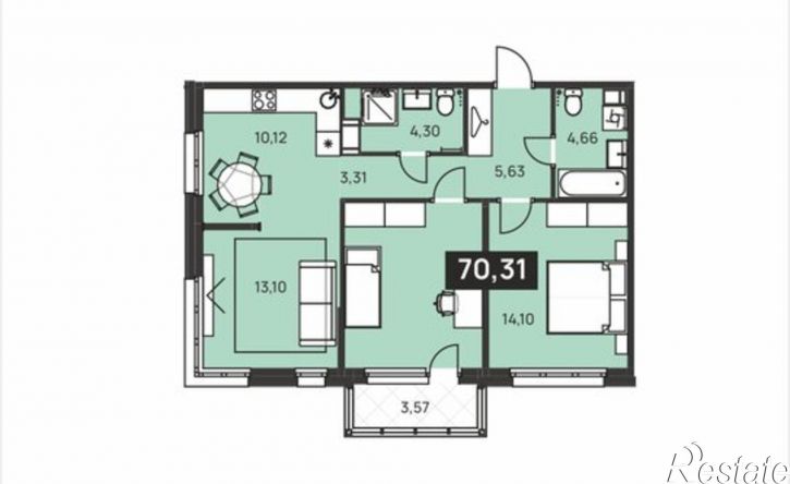 3-комн квартира в новом доме ул Карпогорская, 12 2,  д. 12 2,  к. 2