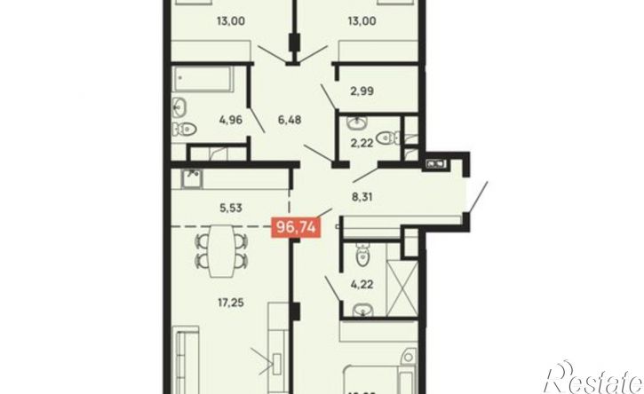 3-комн квартира пер Банный 1-й, 3,  д. 3