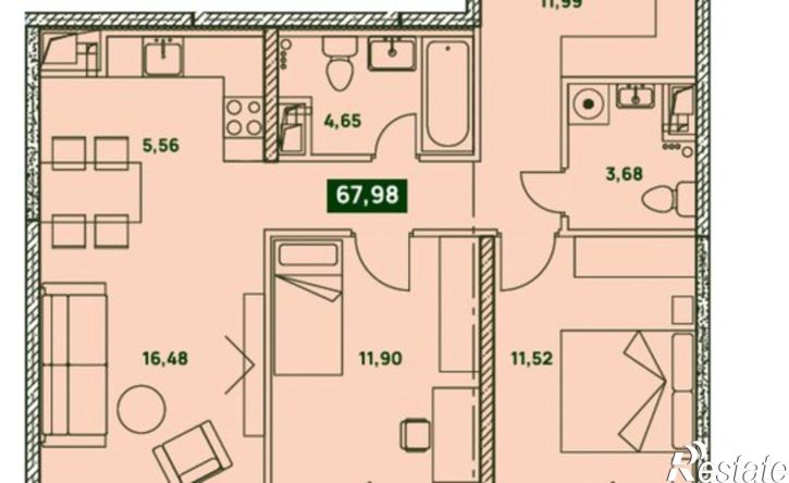 3-комн квартира в новом доме ул Урицкого, 35,  д. 35