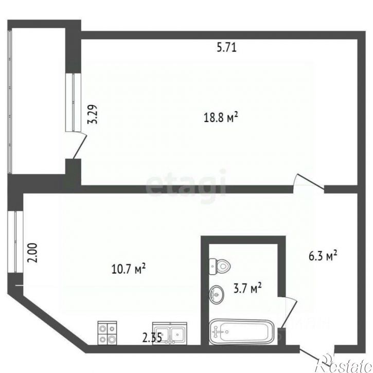 1-комн квартира ул Прокопия Галушина, 12,  д. 12