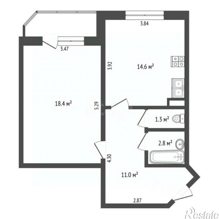 1-комн квартира Московский пр-кт, 43 3,  д. 43 3,  к. 3