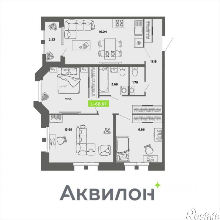 3-комн квартира в новом доме пр-кт Обводный канал, 45,  д. 45