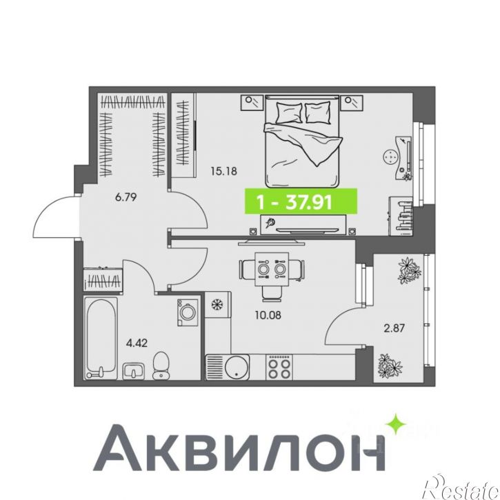 1-комн квартира в новом доме ул Володарского, 36 2,  д. 36 2,  к. 2