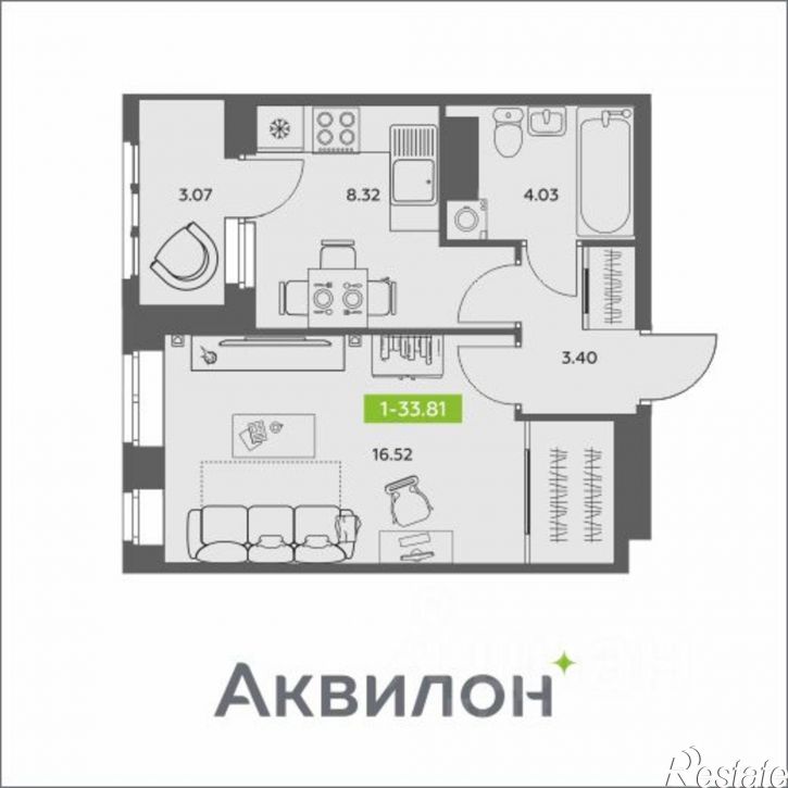 1-комн квартира в новом доме Ленинградский пр-кт, 28,  д. 28