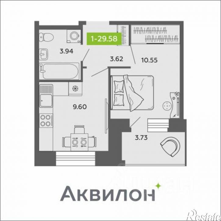 1-комн квартира в новом доме ул Нагорная, 1,  д. 1