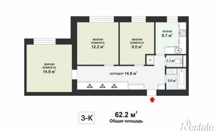 3-комн квартира улица Воронина, 30 к4,  д. 30 к4