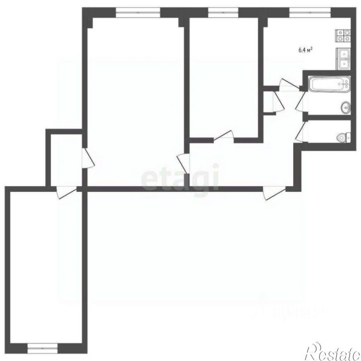 3-комн квартира ул Адмирала Кузнецова, 15,  д. 15