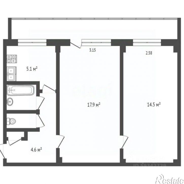 2-комн квартира ул Октябрят, 4,  д. 4
