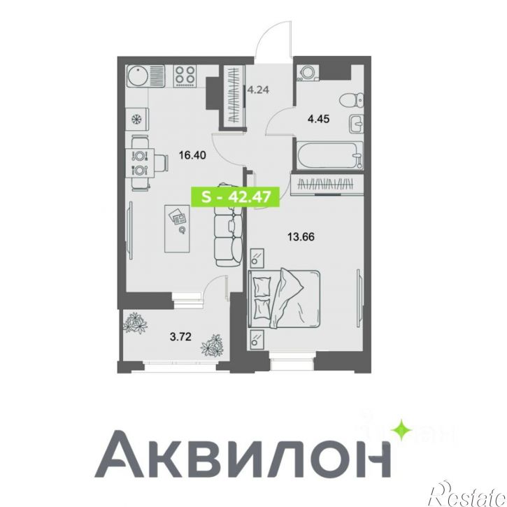 1-комн квартира в новом доме пр-кт Обводный канал, 58,  д. 58