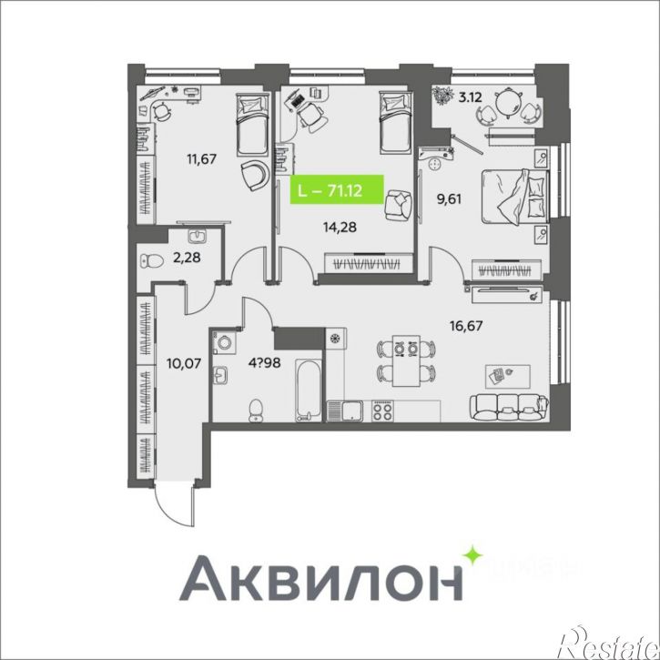 3-комн квартира в новом доме ул Розы Шаниной, 4,  д. 4