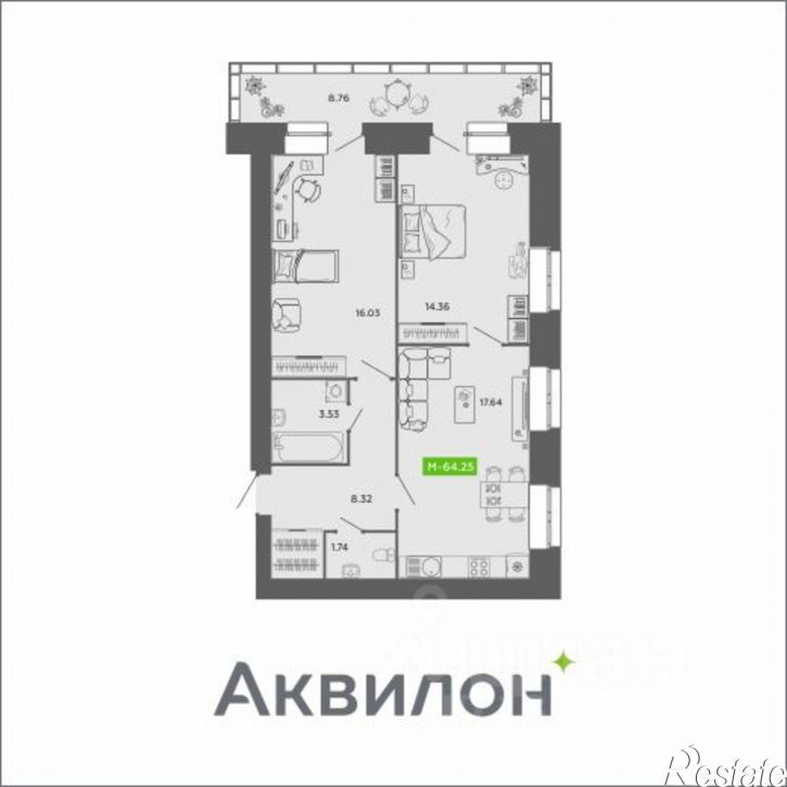 2-комн квартира в новом доме улица Урицкого, 6 к1,  д. 6 к1