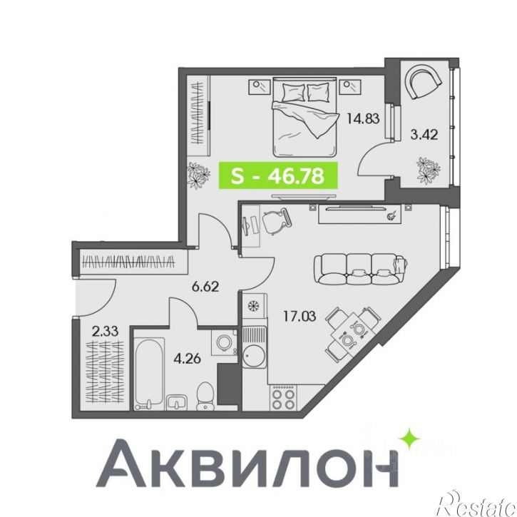 1-комн квартира в новом доме улица Володарского, 45,  д. 45