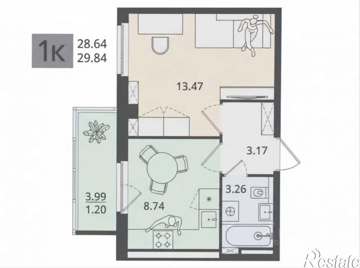 1-комн квартира улица Октябрят, 30 к2,  д. 30 к2