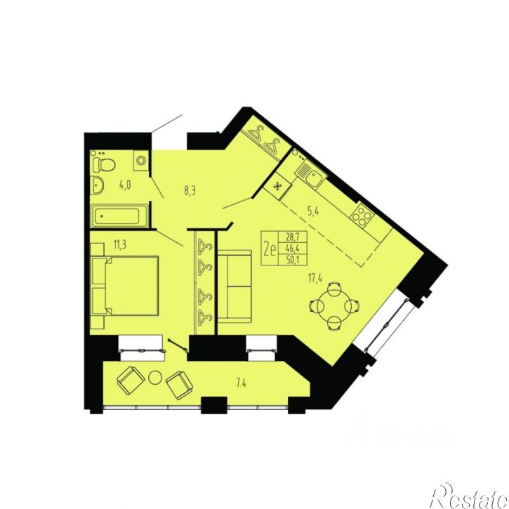 2-комн квартира в новом доме проезд Сибиряковцев, 1 к1,  д. 1 к1