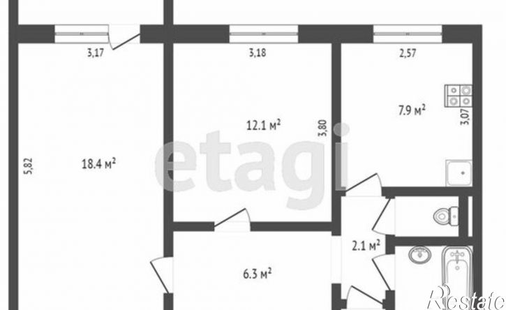 2-комн квартира ул Прокопия Галушина, 26 1,  д. 26 1,  к. 1