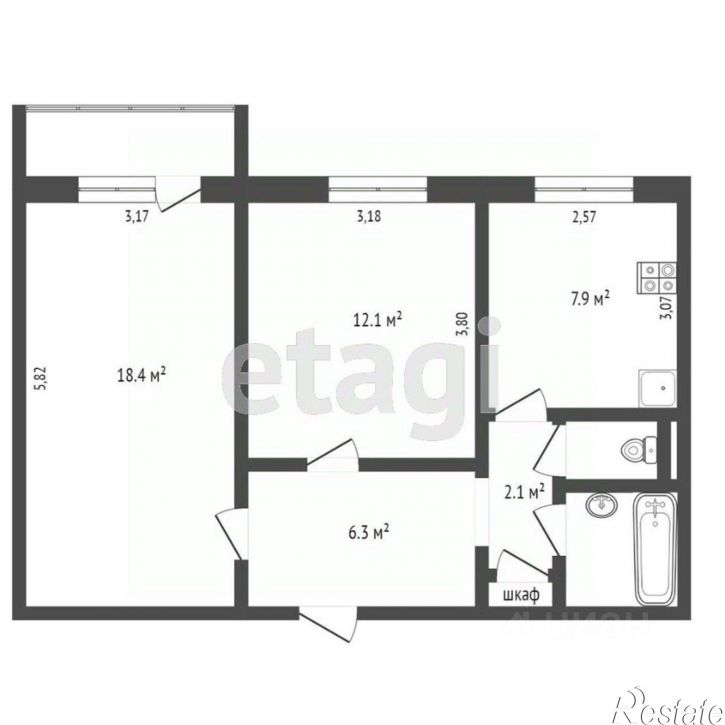 2-комн квартира ул Прокопия Галушина, 26 1,  д. 26 1,  к. 1