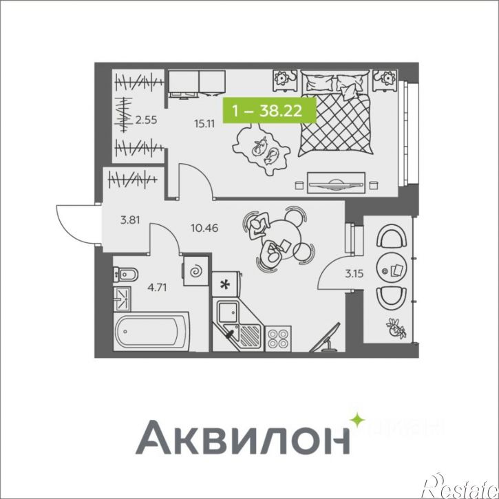 1-комн квартира в новом доме ул Валявкина, 38,  д. 38