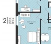 2-комн, 61 кв м, этаж 1/16 улица Ленина, 21к8