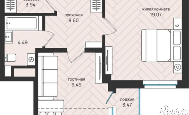 2-комн квартира в новом доме улица Ленина, 21к8