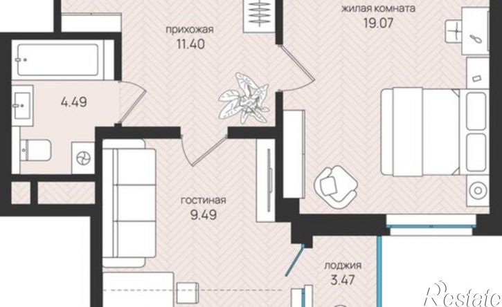 2-комн квартира в новом доме территориальный округ Майская Горка