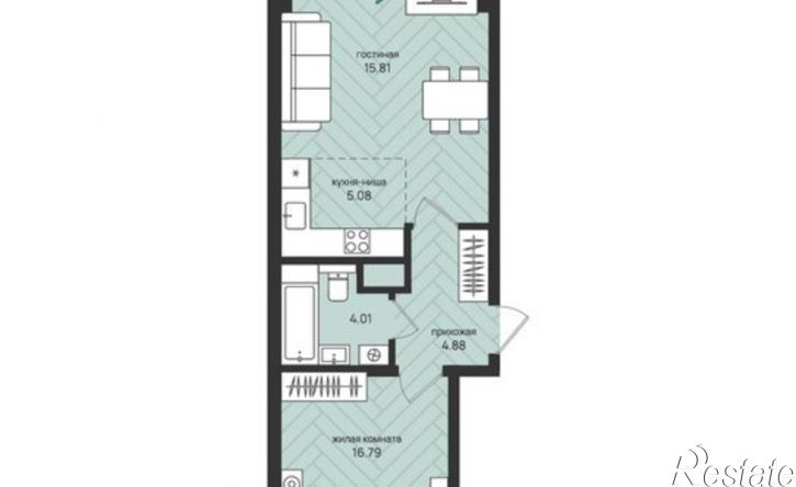 2-комн квартира в новом доме улица Ленина, 21к8