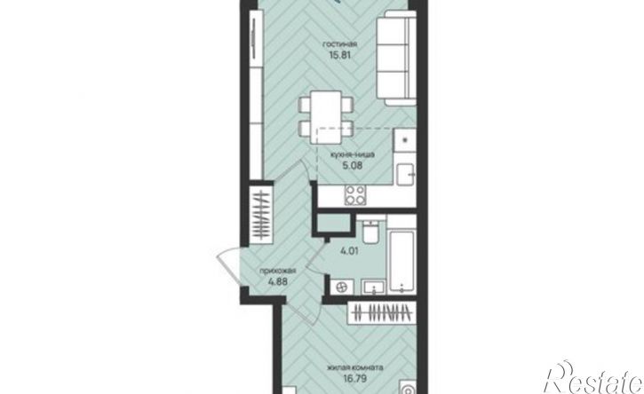 2-комн квартира в новом доме улица Ленина, 21к8