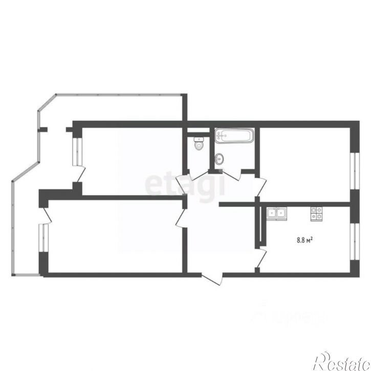 3-комн квартира улица Русанова, 8,  д. 8