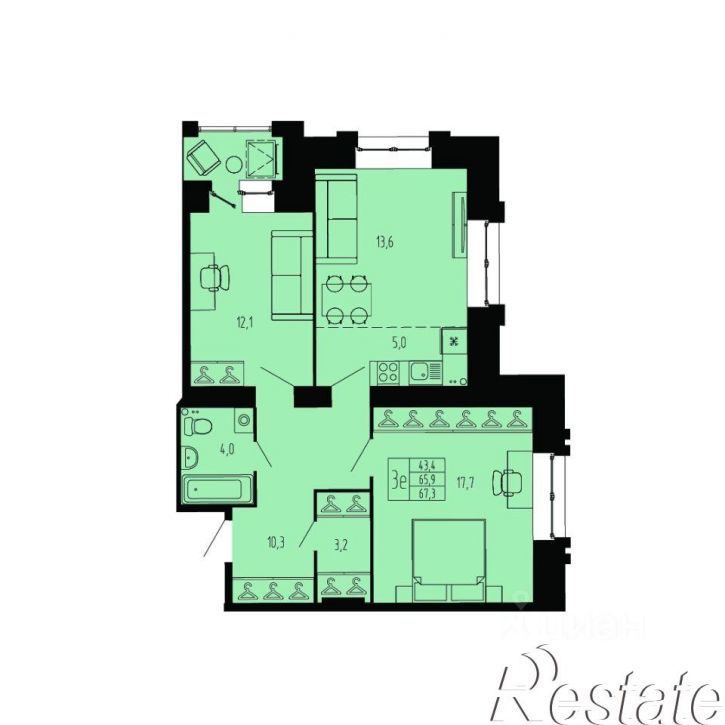3-комн квартира в новом доме проезд Сибиряковцев, 1 к1,  д. 1 к1