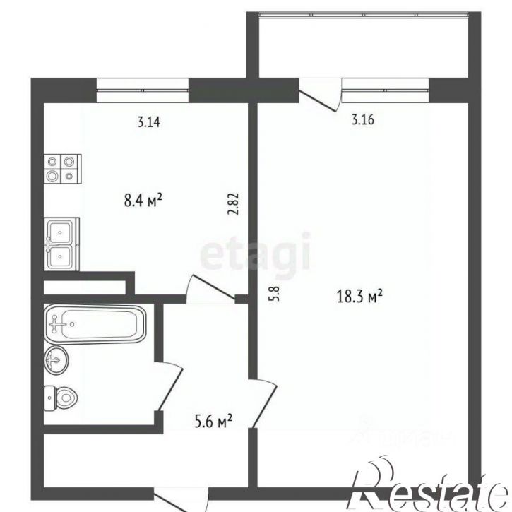 1-комн квартира улица 40-летия Великой Победы, 5 к2,  д. 5 к2
