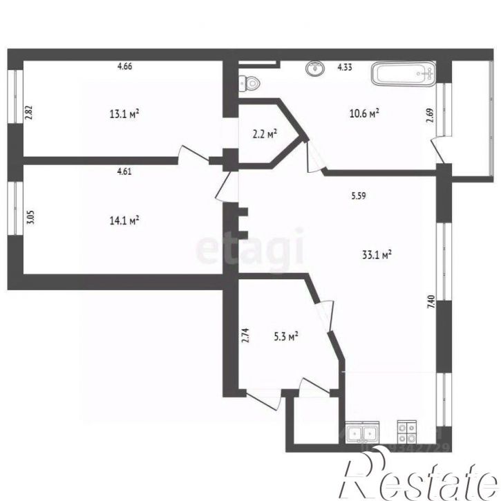 2-комн квартира Воскресенская улица, 99,  д. 99