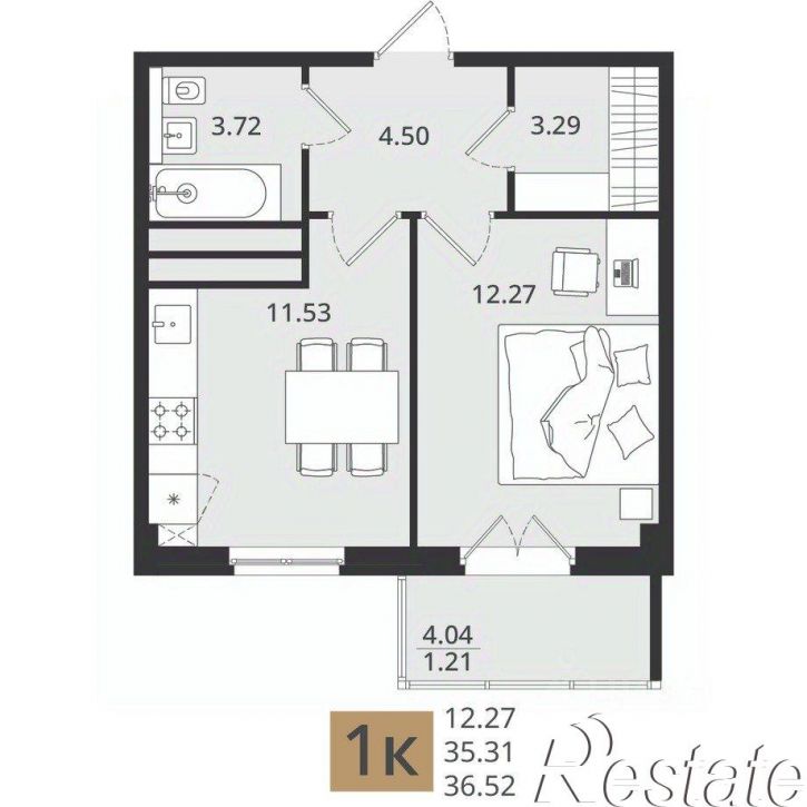 1-комн квартира в новом доме Коммунальная улица, 6 к1,  д. 6 к1