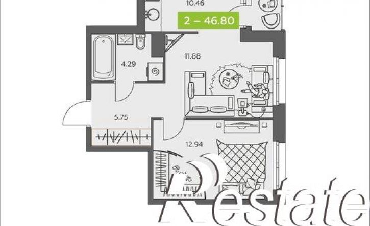 1-комн квартира в новом доме улица Валявкина, 28 к1,  д. 28 к1