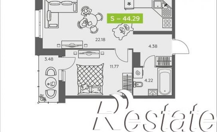 1-комн квартира в новом доме улица Валявкина, 28 к1,  д. 28 к1